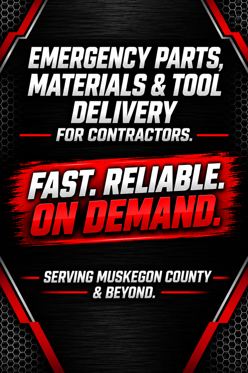 Emergency Runners LLC emergency parts, materials and tool delivery service for contractors in Muskegon County